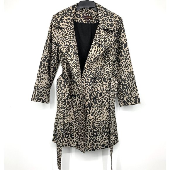 Dana Buchman Trench Coat Leopard Print Double Breasted Jacket - Picture 2 of 14